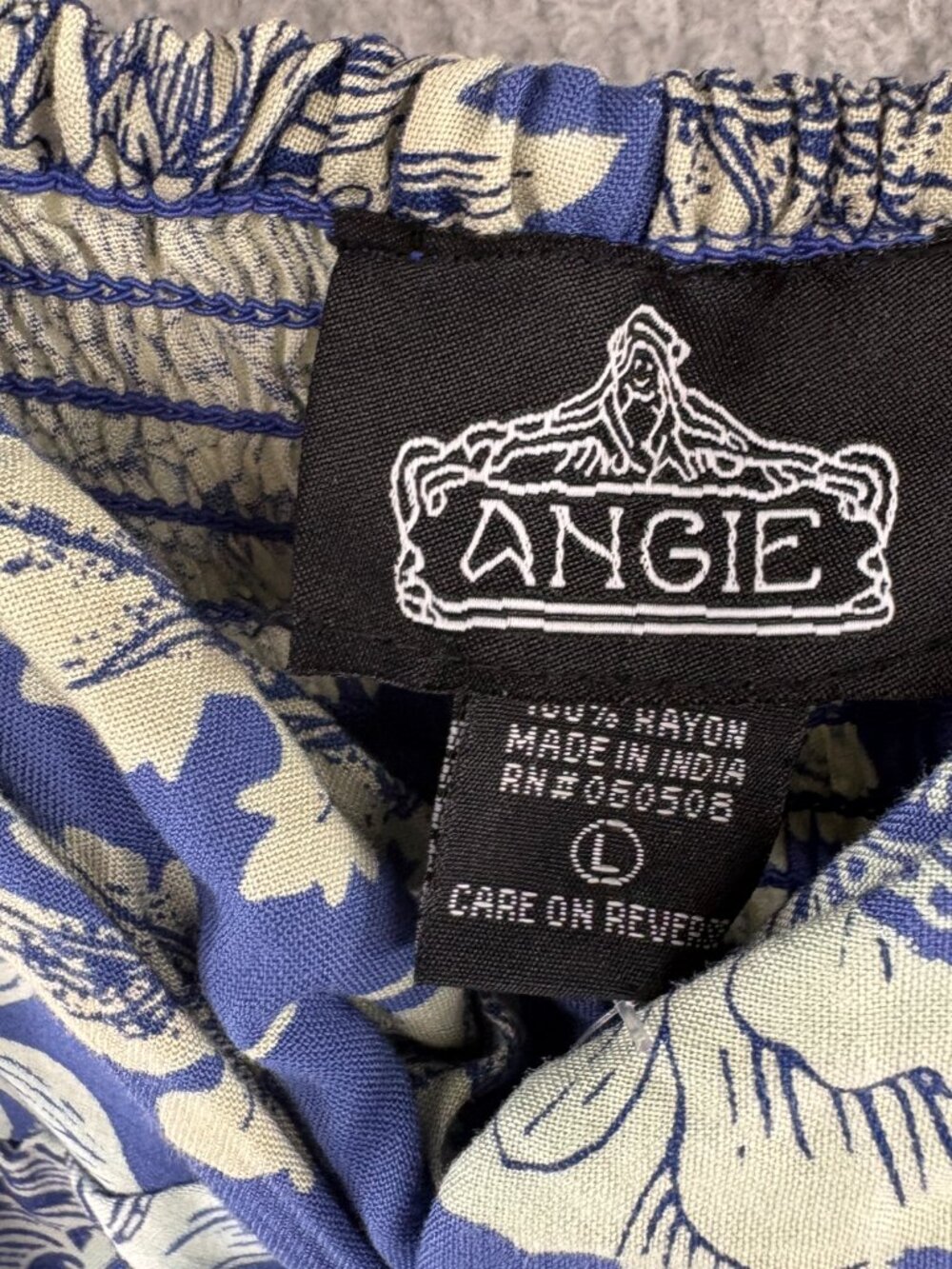 NWT Angie Blue Floral Keyhole Wide Leg Jumpsuit Boho L - Picture 9 of 10